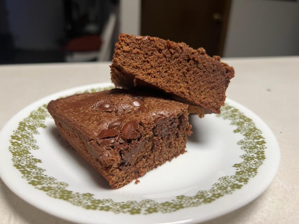 These are some brownies from the Fischer familys recipe. Theyre moist, quick and delicious, perfect for college students in a rush and craving a homemade treat.