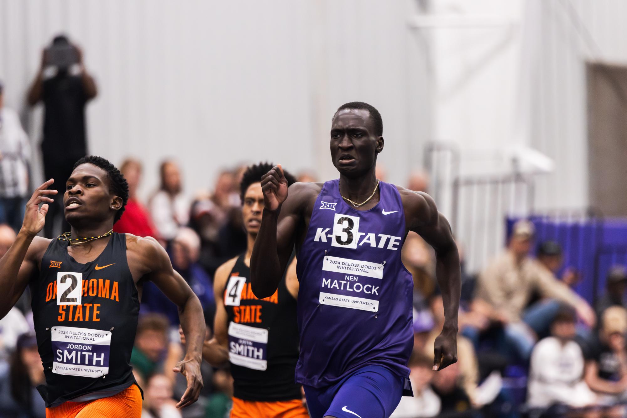 K State S New Construction Track And Field Complex Hosts DeLoss Dodds   Freshman Nen Matlock Ran In The Men S 600 Yard Finishing With A Time Of 1 09.48. Avery Johnson   Collegian Media Group  