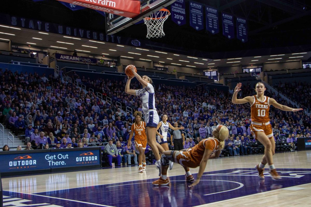 Guard Serena Sundell drops back and hits a layup in the Jan. 13, victory over Texas. The Wildcat win keeps K-State undefeated in conference play and marks the second top-10 victory for the season.
