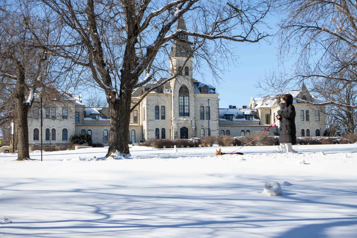 Kansas State canceled classes Tuesday after six 6-8 inches of snow fell. K-State Facilities worked to clear off the streets and sidewalks. 