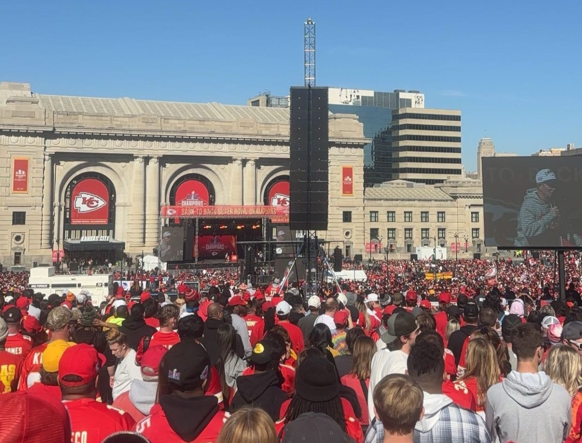 The Kansas City Chiefs Rally on Feb. 14 began around 1 p.m. Fans gathered to celebrate the Super Bowl LVIII victory. Around 2 p.m. a shooting occurred, leading to a prompt evacuation of the Union Station area. (Photo courtesy of Bret Beard)