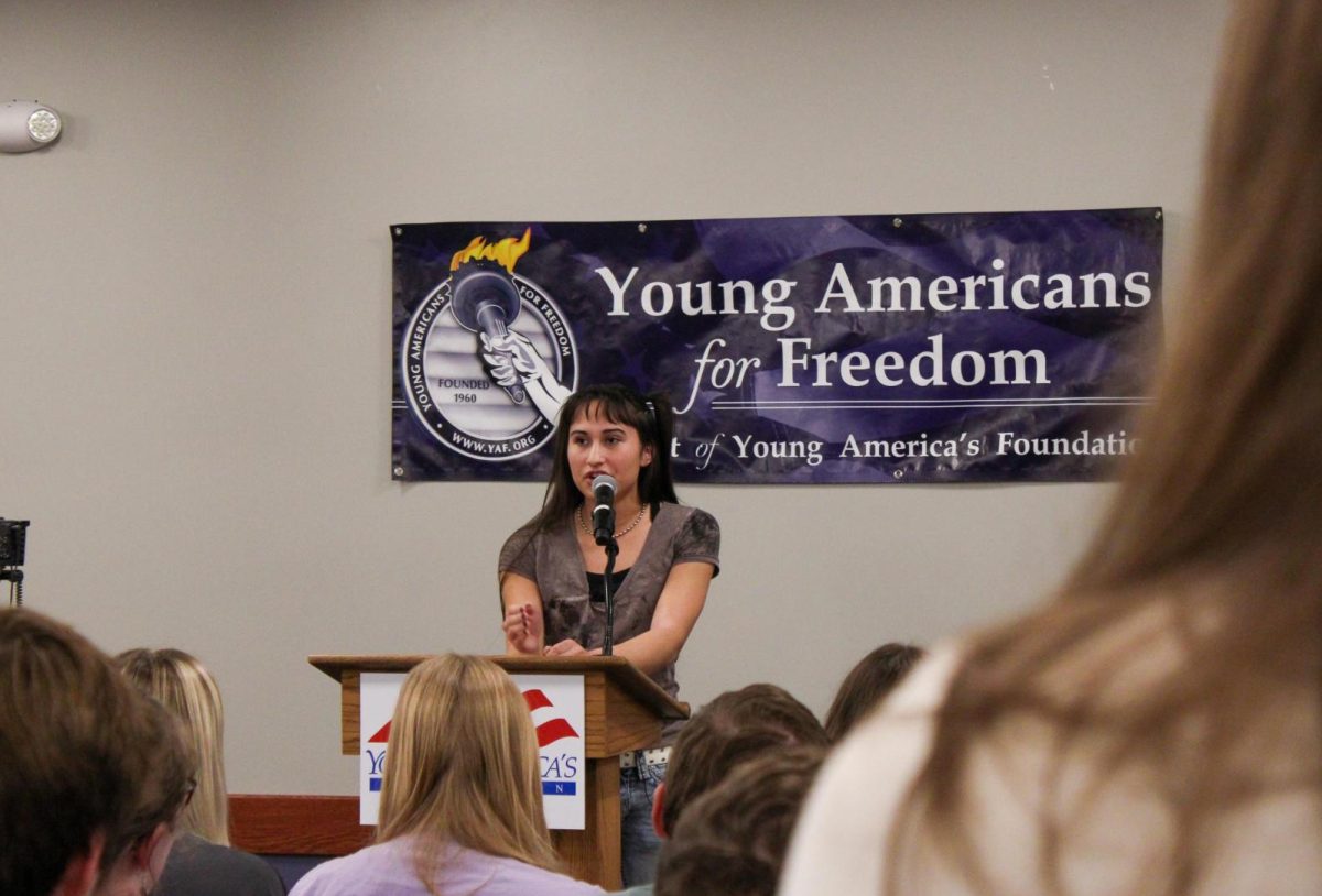 Activist and de-transitioner Chloe Cole addresses Young Americans for Freedom. Cole said she wants to tell people things she wishes she’d been told before transitioning.