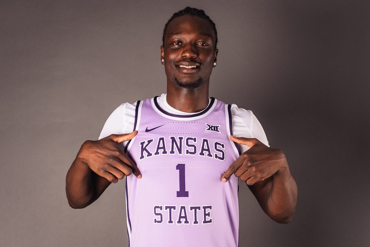 Transfer forward Achor Achor poses during his visit to Manhattan. Achor became the Wildcats second commit on May 16 and seventh overall for the 2024-25 season. (Photo courtesy of K-State Athletics)