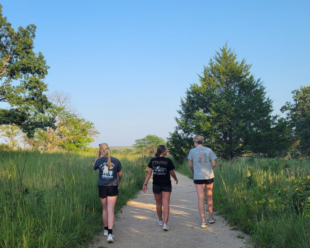 Madison Werth, Taylynne Charf and Laci Kirchhoff hike trails around Manhattan to relax after classes. While they’re hoping to find the hidden ticket for $5,000, the benefits from their hike
together are rewarding on its own.