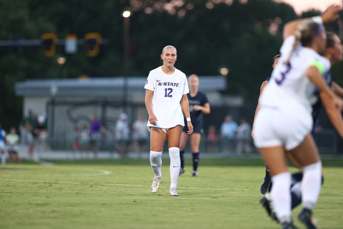 USC transfer Jayce Woodward competes in her first contest as a Wildcat. K-State lost to Nevada 2-1 to open the 2024 season. (Photo courtesy of K-State Athletics)