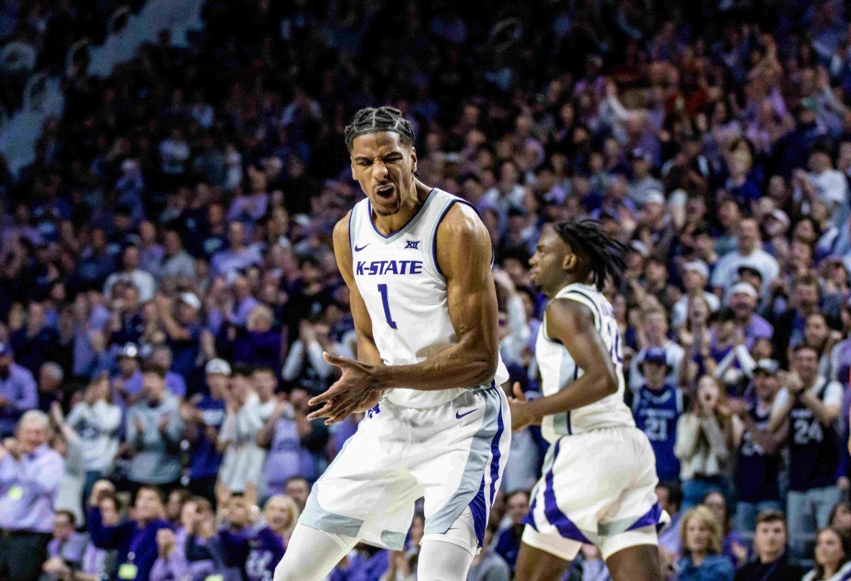 David N'Guessan plays against Iowa State on March 9. The Wildcats defeated the Cyclones 65-58 at Bramlage Coliseum. 