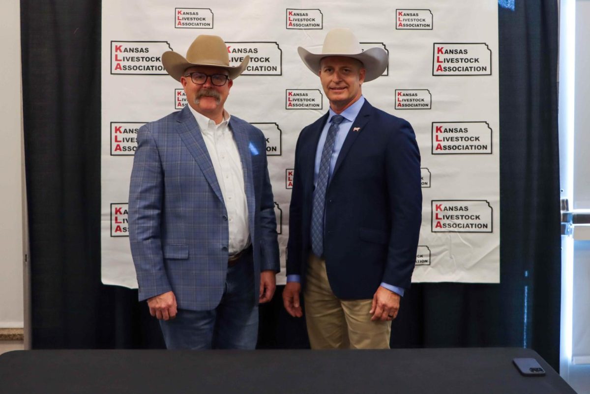 KLA President-elect Ty Breeden and President Troy Sander stand together at the end of the conference. Sander graduated from Fort Hays State in 1991.