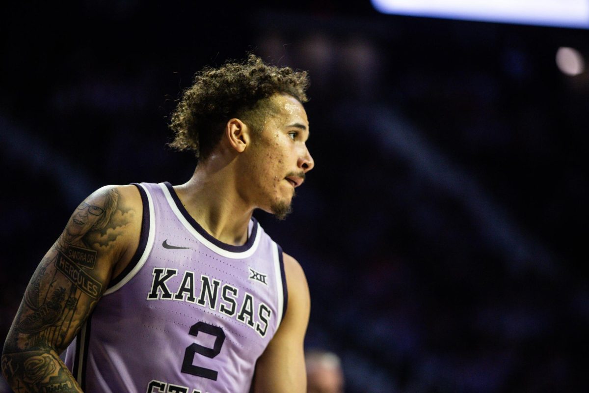 K-State guard Max Jones looks down the court as the Wildcats continued their winning streak to 6 games with a 73-70 win over Arizona on Feb. 11 at Bramlage Coliseum. K-State has lost four straight games since the six-game win streak.

