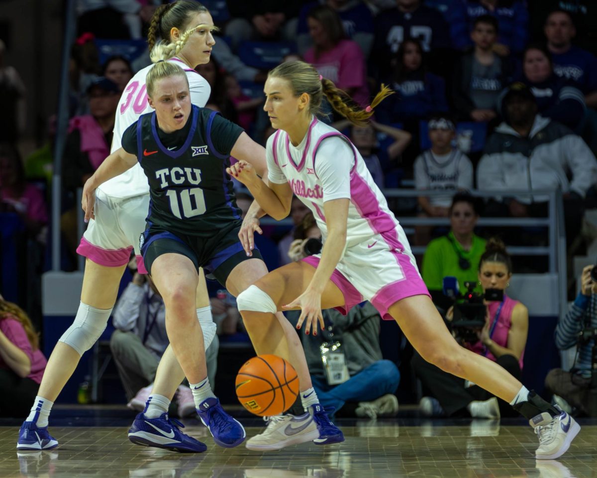 K-State guard Serena Sundell works against TCU’s Hailey Van Lith during at Bramlage Coliseum on Wednesday. The No. 12 Wildcats ...No. 9 TCU in a battle 