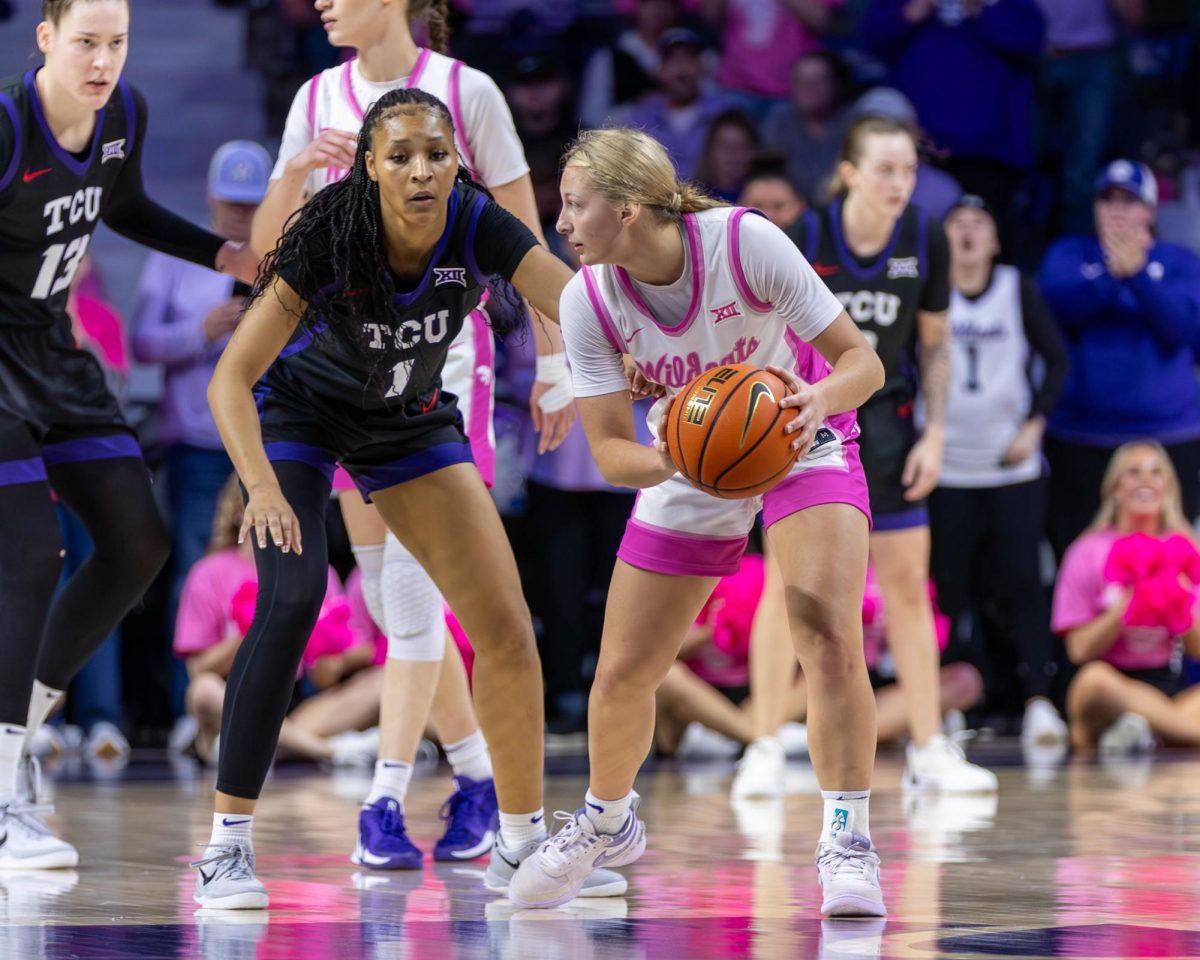 K-State guard Taryn Sides works on offense, looking to move toward the basket during the the Wildcats win against TCU on Feb. 5. 