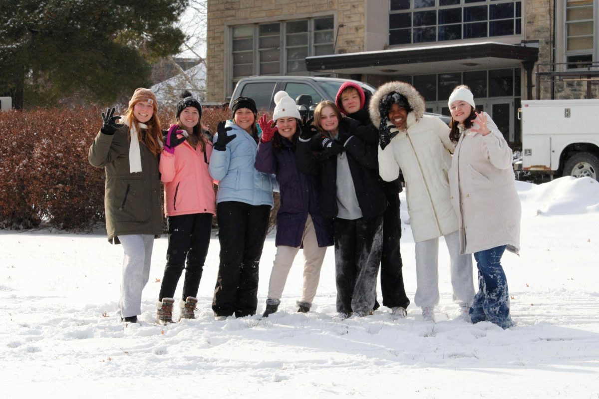 For some students, like freshman Alexandra Ghabour Haroun (right), this was their first time seeing large amounts of snow. Ghabour Haroun said her dream was to build a snowman on Feb. 12.