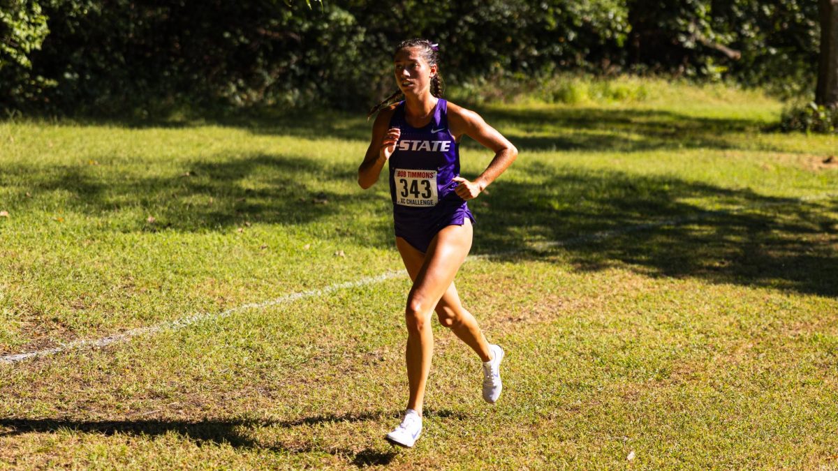 Competing at the 2024 Bob Timmons Rim Rock XC Classic, senior Grace Meyer finished runner up in the 5k with a time of 18:06.2. Meyer led the Wildcats in her second NCAA Midwest Regional with a 6k time of 20:55.3 for 50th place. (Photo courtesy of K-State Athletics)