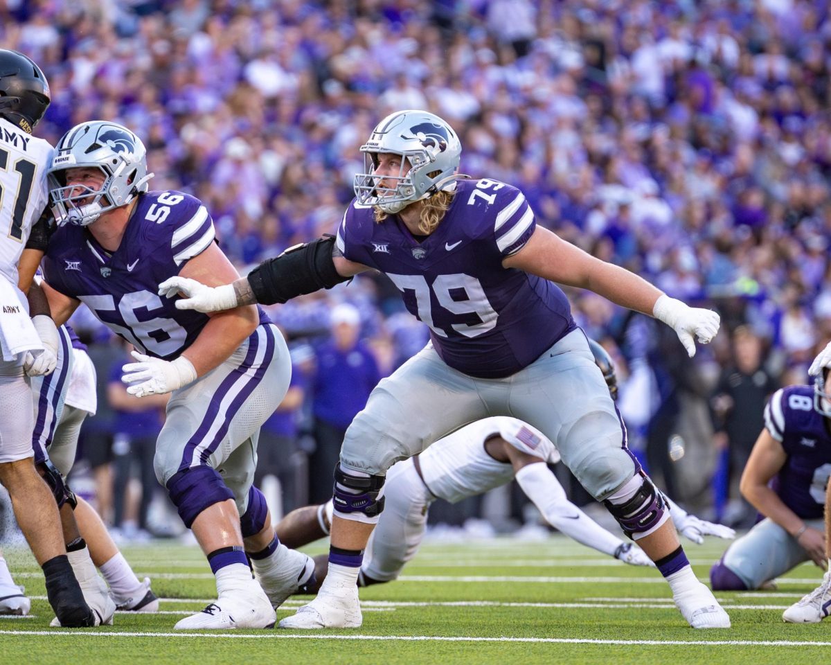  Devin Vass (79) sets up to defend during the game against Army on Sept. 6, 2025.