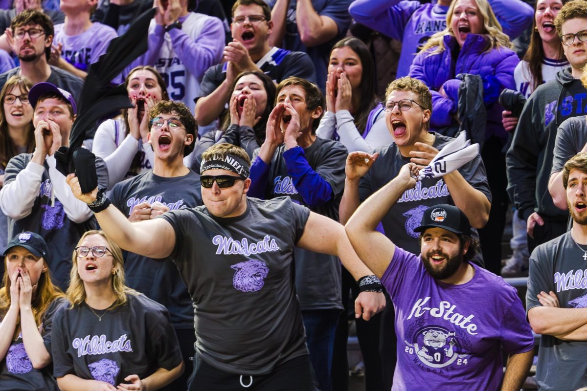 Fans in the student section celebrate the win by whipping shirts around.  The Cats' won 81-78 against Utah on Jan. 20, 2026.