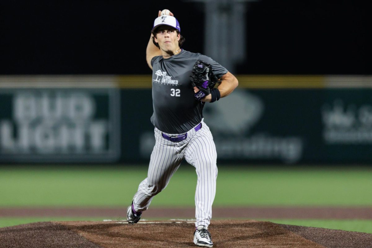 K-State RHP James Guyette delivers a pitch during game one of the Fall World Series at Tointon Family Stadium on Thursday, Nov. 6, 2025 in Manhattan, KS.