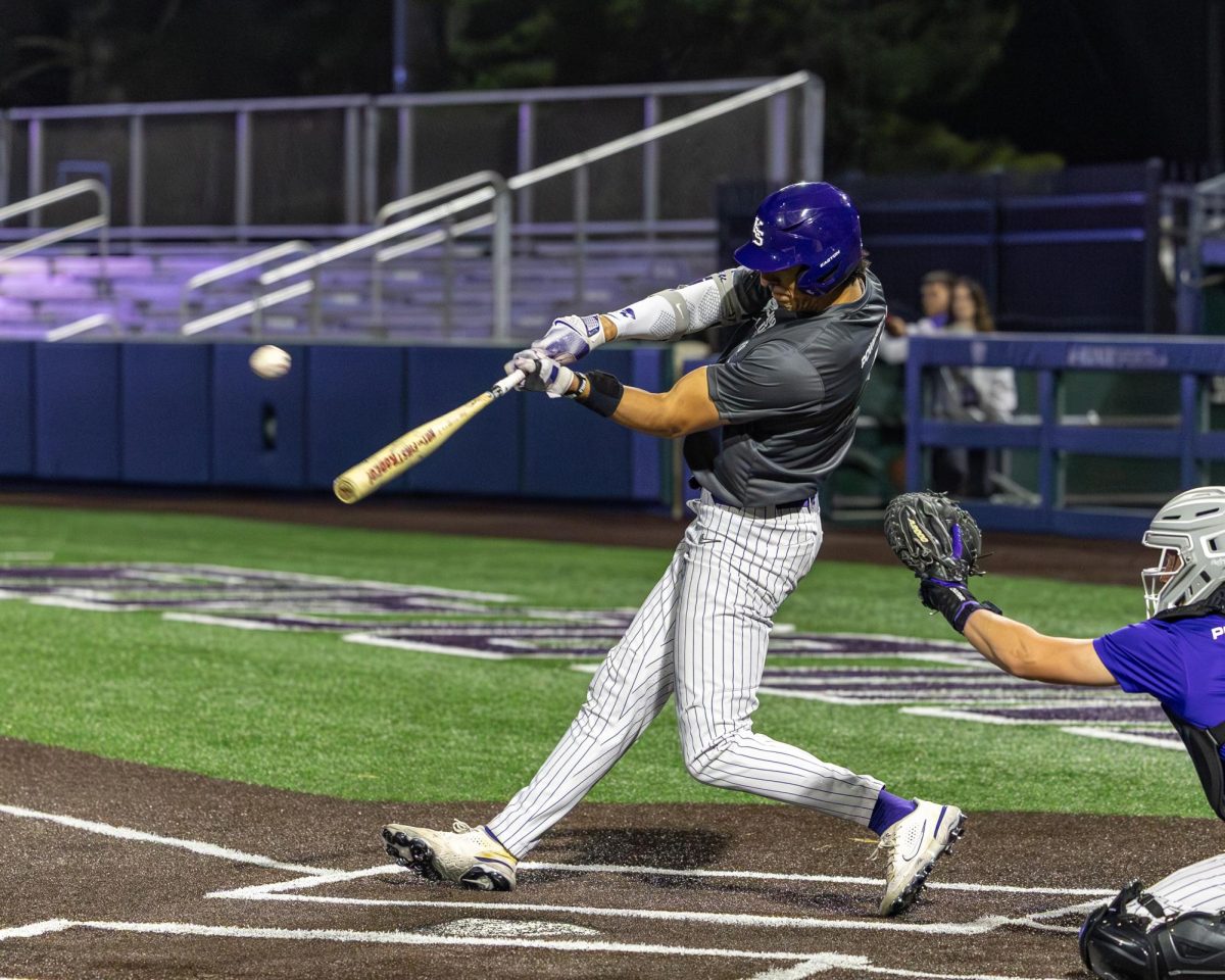 AJ Evasco (7) hits a ball during game two of the Fall World Series at Tointon Family Stadium on Thursday, Nov. 7, 2025.