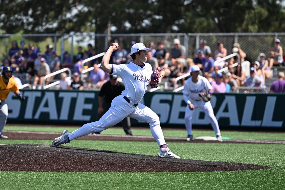 Last season, James Guyette throws a pitch against West Virginia. The 'Cats defeated the Mountaineers, 14-9.