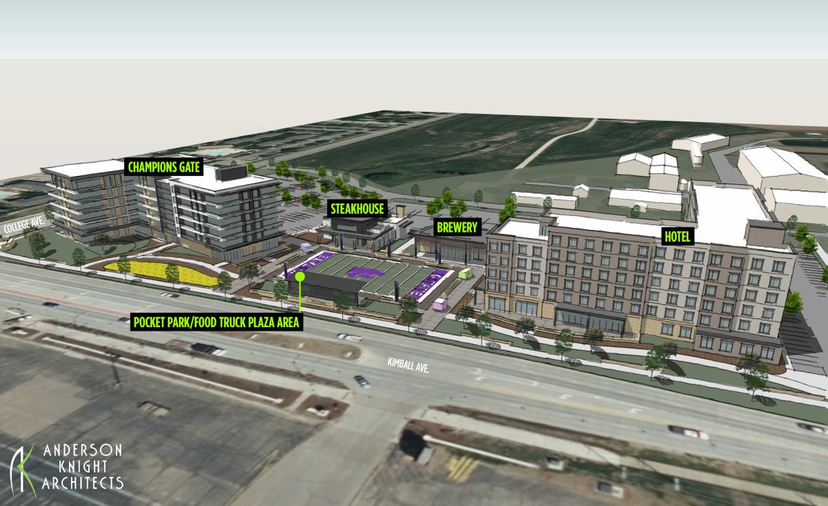 A preview provided by the KSU Foundation of what is envisioned for the Edge District, including elements for living, working, and entertainment. 