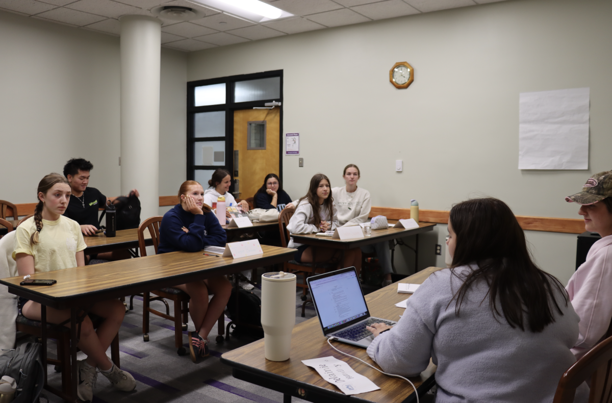 Students gather during a Rising Leaders session. Rising Leaders is a leadership program built to help Greek life students leadership tools to bring to their respective organizations and communities.