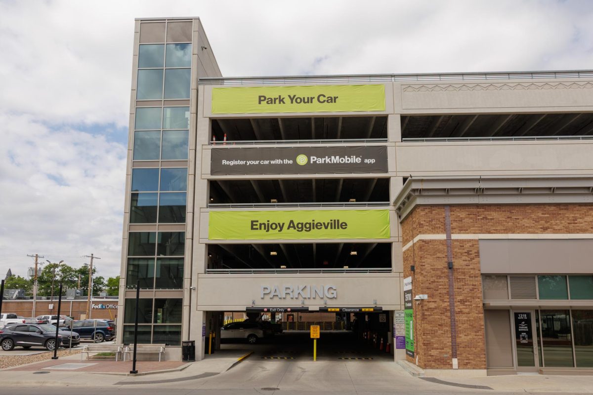 The Aggieville parking garage stands on the edge of Moro St. The garage will be free with registration from 8 a.m. to 5 p.m. Monday through Friday. 