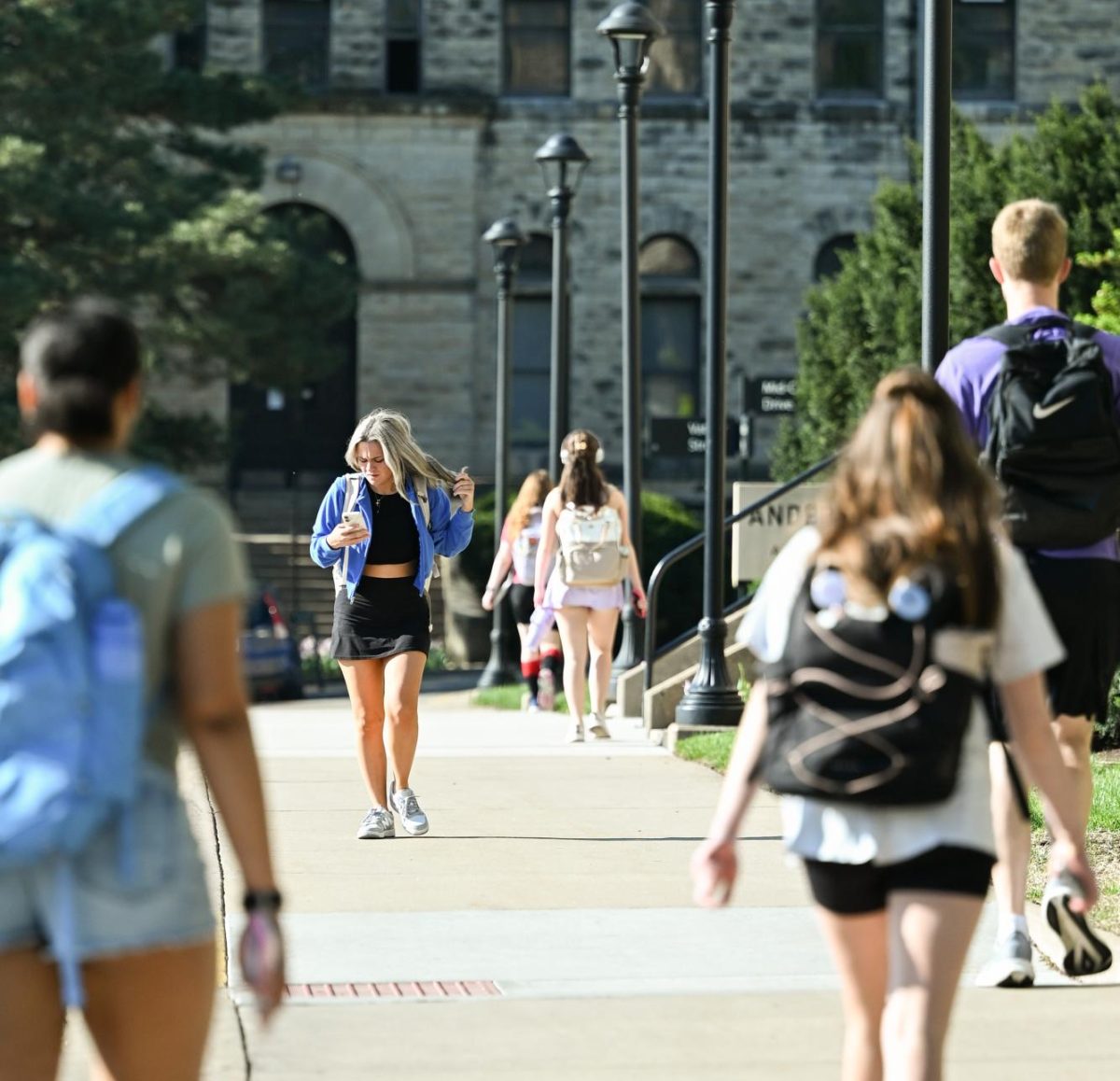 Walking around campus
