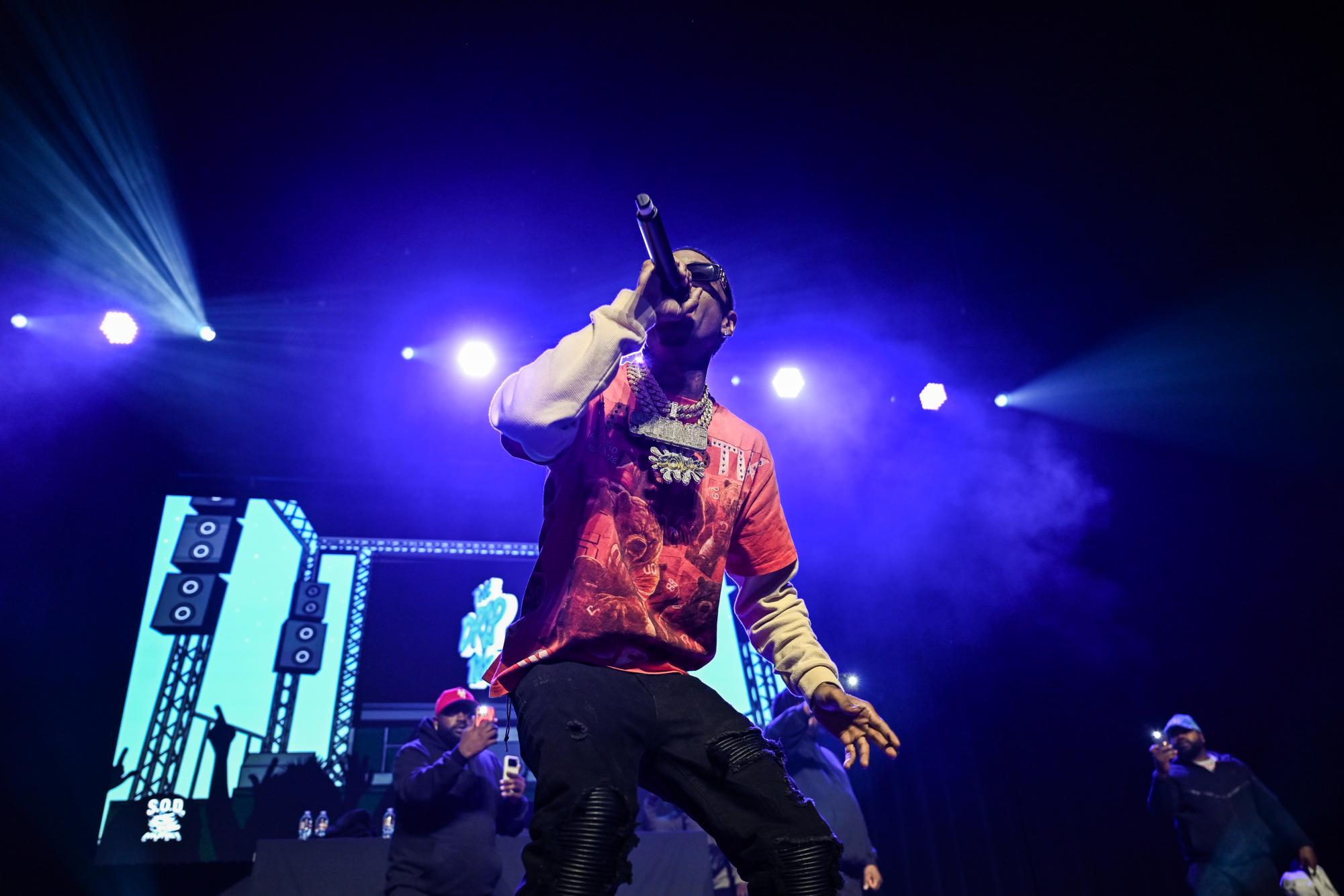 Soulja Boy opens his set at Bramlage Coliseum on April 18. The concert was hosted by Union Program Council through the Campus Entertainment Fund.