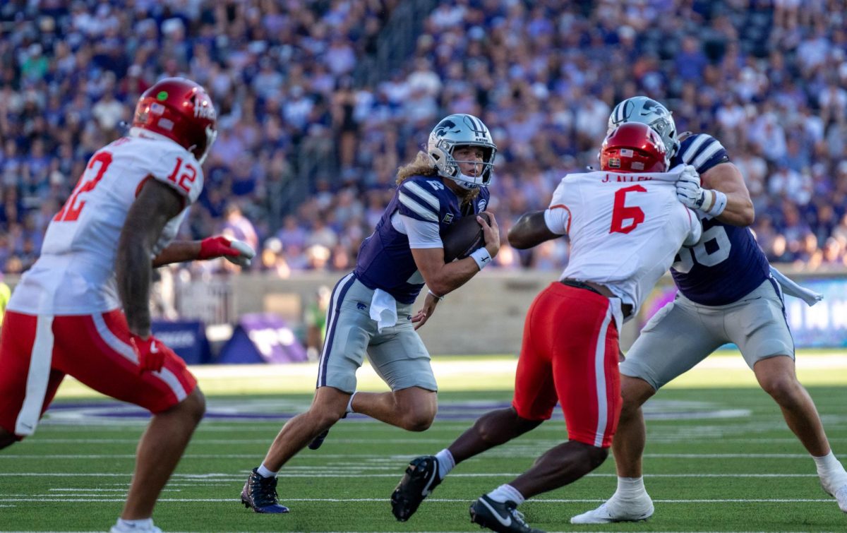 Avery Johnson (2) rushes during the Wildcats loss to Houston on Oct. 10 at Bill Snyder Family Stadium. Johnson rushed for 39 yards in the game. 