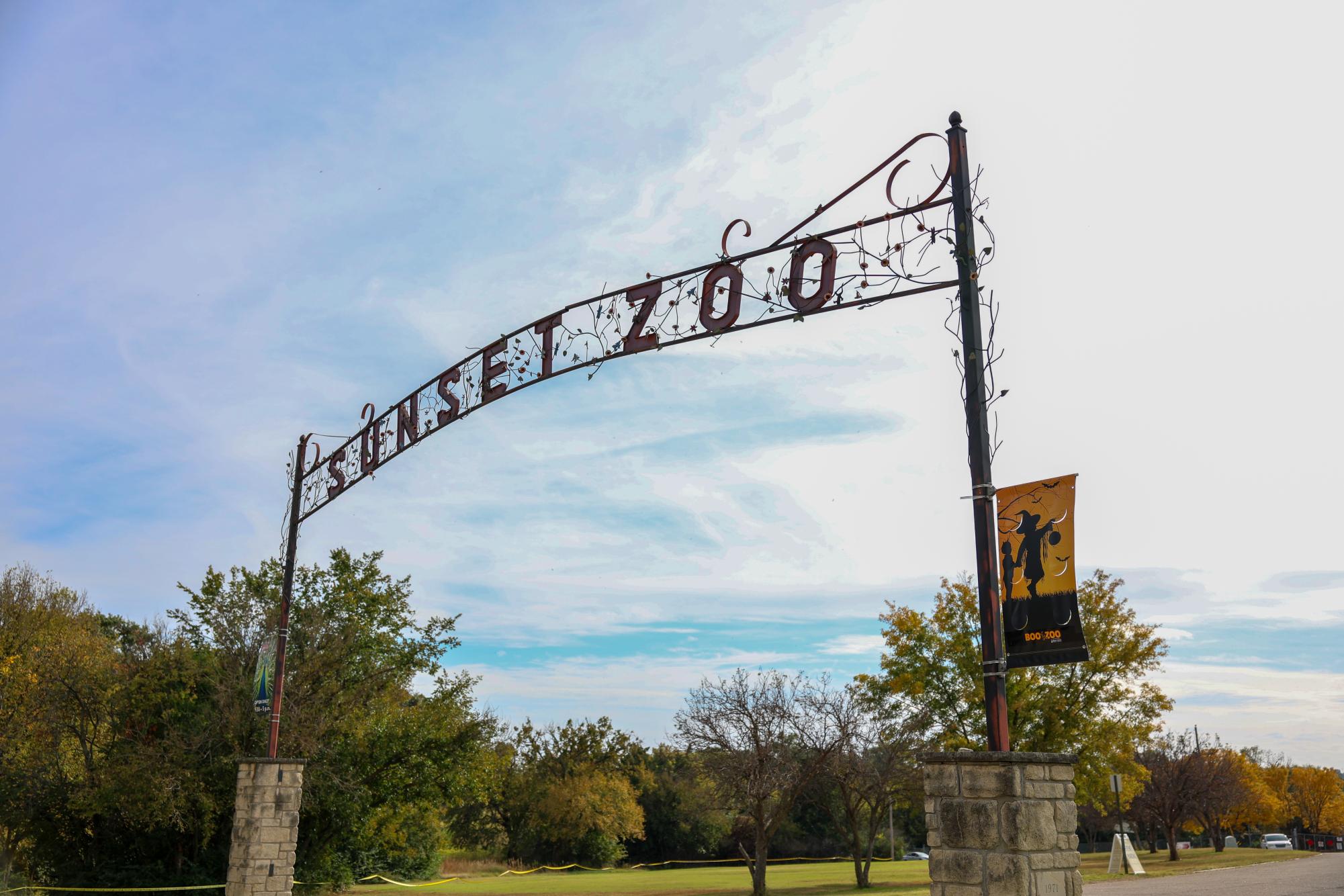 The Sunset Zoo sign is decorated for the Boo at The Zoo event on the weekend of Oct. 24,  