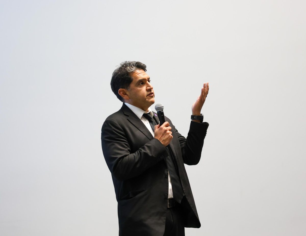Jesse Perez Mendez, provost and executive vice president of K-State, answers questions from faculty of the College of Arts and Sciences at a town hall meeting on Oct. 1. 